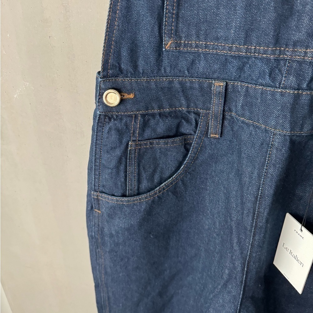 FRAME Le Italian Wide Leg Denim Overalls - Picture 8 of 13